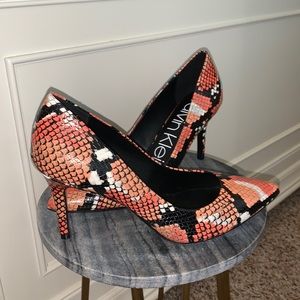 Calvin Klein snake print heels